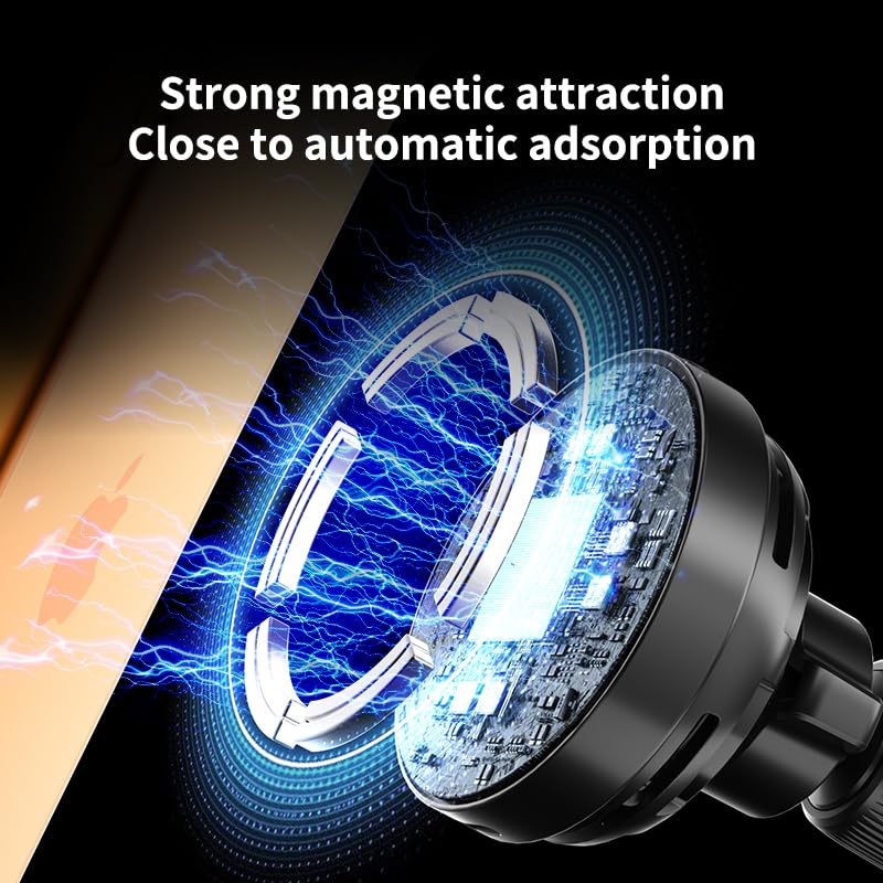 for MagSafe Car Wireless Charger, 25W Qi2 Magnetic Car Vent Mount Charger, Compatible with iPhone Series, Built-in Cooling Fan, RGB Light, Strong Magnet & 360° Rotation Car Phone Holder Charger