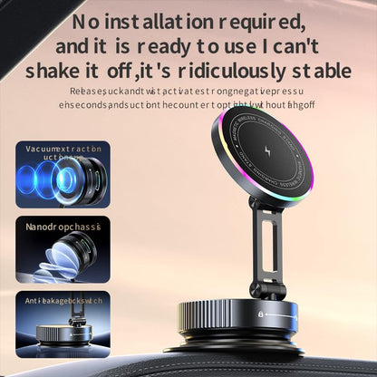 Magsafe Car Mount Charger, 15W Fast Wireless Charging with Intelligent Cooling, 120LBS Ultra Suction Vacuum Magnetic Phone Holder, 780 Adjustable Metal Arm for iPhone 17 16 Air Pro Max