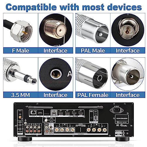 Bingfu FM Radio Dipole Antenna for Stereo Receiver Indoor Pioneer Onkyo Yamaha Marantz Bose Wave Music System Home FM Radio AV Audio Video Home Theater Receiver
