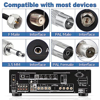 Bingfu FM Radio Dipole Antenna for Stereo Receiver Indoor Pioneer Onkyo Yamaha Marantz Bose Wave Music System Home FM Radio AV Audio Video Home Theater Receiver