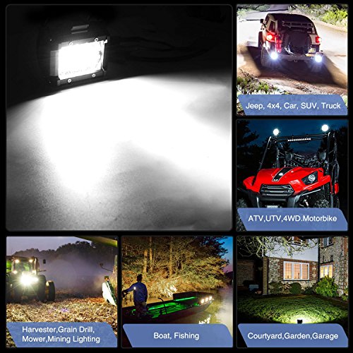 Nilight Led Light Pods 2PC 4Inch 60W Flood Spot Combo Triple Row Driving Lamp Roof Bumper Off Road LED Work Lights Pods for Van Camper Wagon Car Pickup Golf Cart ATV UTV SUV Truck Boat 4x4 - color: Led Pods