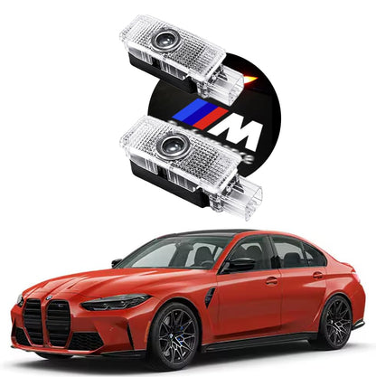 NZY Never Fade HD Door Light Logo Projector Compatible with 1/2/3/4/5/6/7/M/X/Z/GT Series Accessories, 2Pcs 3D LED Ghost Shadow Laser Car Courtesy Step Light Puddle Lamps - color: BM