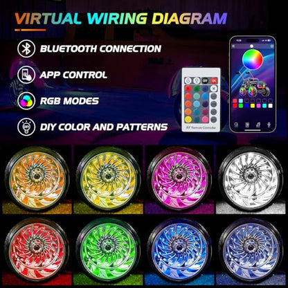 Nilight 4PCS 17.5inch Double Row LED Wheel Ring Light RGB with APP & Remote - color: RGB-Double Row, size: 17.5inch