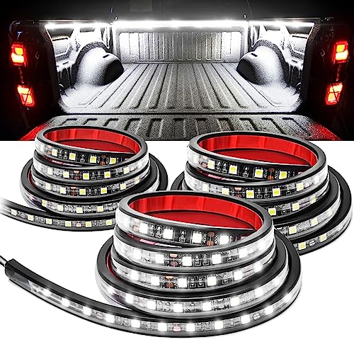 MICTUNING 3Pcs 60 Inch Truck Bed Lights - White Waterproof LED Light Strip with On-Off Switch Fuse Splitter Cable Compatible for Truck Jxxp Pickup RV SUV Vans Cargo Boats and More - size: 3Pcs 60" White