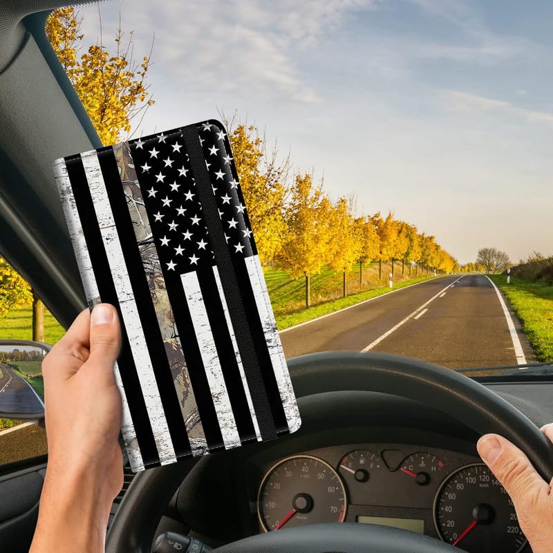 Car Registration and Insurance Card Holder, Vehicle License Documents Glove Box Compartment Organizer Wallet, ID Card Holder for Car Essentials Automobile, Camo American Flag - color: Camo American Flag