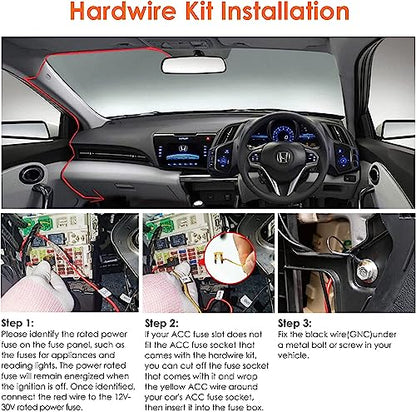Gebildet Dash Cam Hardwire Kit, Micro USB Port, DC 12V - 24V to 5V/2.5A Max Car Charger Cable kit with Fuse, Low Voltage Protection for Dash Cam Cameras - style: Micro USB with 2 Wire