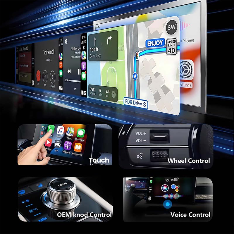 Wireless CarPlay Adapter for Apple iPhone & Android, 2-in-1
