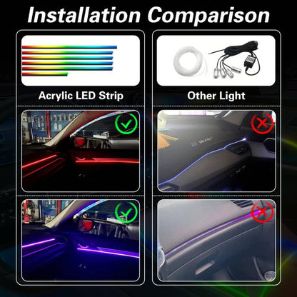 Acrylic Interior Car LED Lights with Remote and Wireless APP, Ambient Lighting Kits Fiber Optic Strip LEDs,16 Million Colors Music&DIY Function (8 in 1) - size: 8 IN 1