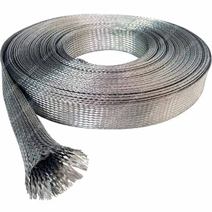 Electriduct 1/8" Tinned Copper Metal Braid Sleeving Flexible EMI RFI Shielding Wire Mesh (0.08" Diameter) - 10 Feet - size: 0.125 Inch (0.08" Dia) | 10 Feet