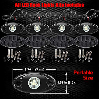 4 Pods LED Rock Lights, Ampper Waterproof LED Neon Underglow Light for Car Truck ATV UTV SUV Offroad Boat Underbody Glow Trail Rig Lamp (Yellow) - color: Yellow, size: 4 Pods