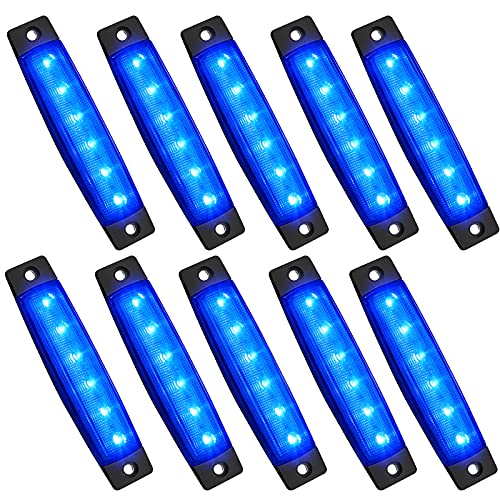 PSEQT 10 Pcs LED Rock Strip Lights Car Exterior Underglow Wheel Fender Well Lighting Kits Waterproof for Golf Cart Wrangler Offroad Truck RV UTV ATV Snowmobile (Blue) - color: Blue
