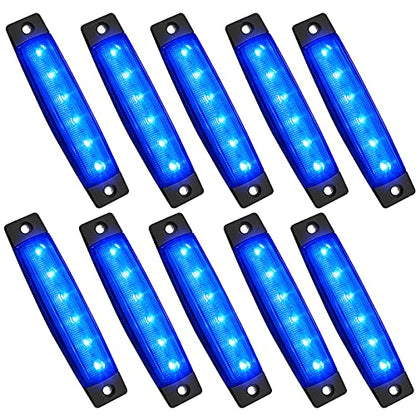 PSEQT 10 Pcs LED Rock Strip Lights Car Exterior Underglow Wheel Fender Well Lighting Kits Waterproof for Golf Cart Wrangler Offroad Truck RV UTV ATV Snowmobile (Blue) - color: Blue
