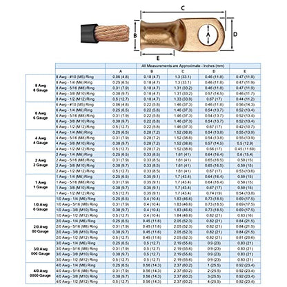 10pcs 6 AWG-3/8 Ring Battery Lugs, Copper Lugs, Battery Cable Ends, Tubular Ring Terminals, Crimp Wire Ring Lugs, Battery Terminal Connectors with Heat Shrink Tubing (10, 6 Awg - 3/8" (M10) Ring) - size: 6 Awg - 3/8" (M10) Ring
