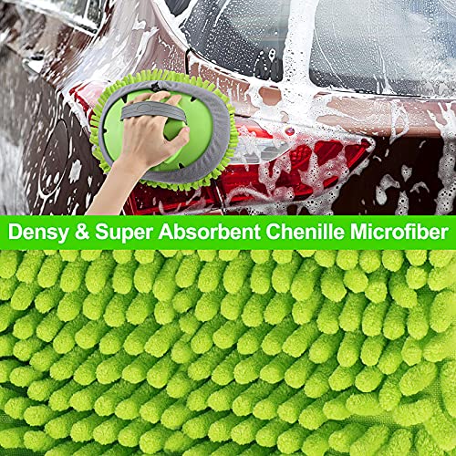 14Pcs Car Wash Kit, 62'' Car Wash Brush with Long Handle, Microfiber Scratch-Free Carwash Brush Mop Mitt Kit Car Car Washing Supplies Cleaning Kit for Cars RV SUV Truck Boat Green - color: Green-14pcs