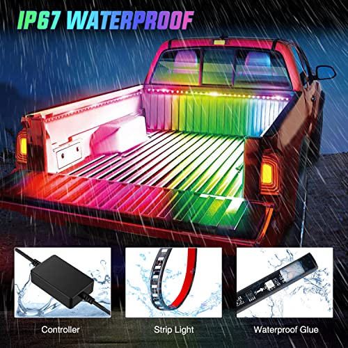 Nilight Truck Bed Light Strip RGB-IC LED Bar 3PCS 60 inch Cargo Lighting - color: RGBIC