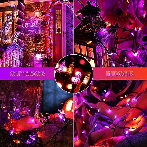 Tcamp Battery Operated Halloween Lights Motion Activated Sync with Music - color: Orange + Purple, size: 33ft 100LED