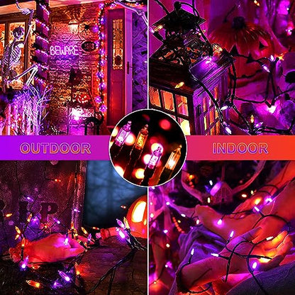 Tcamp Battery Operated Halloween Lights Motion Activated Sync with Music - color: Orange + Purple, size: 33ft 100LED