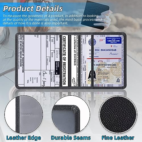 Kewucn Car Registration and Insurance Card Holder, Premium Leather Glove Box Organizer, Magnetic Closure Auto Document Holder for Driver License and Cards, Perfect for Most Cars - color: Small-Black
