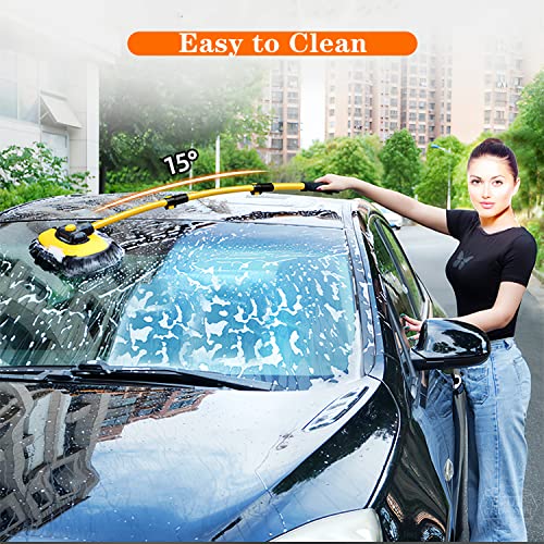 MVEQRRN 15°Curved Chenille Car Wash Brush Mop with Long Handle(Yellow) - color: Yellow-001