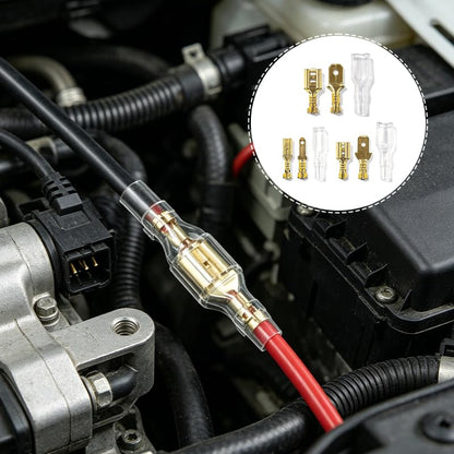 240Pcs Male and Female Wire Spade Connector Assortment Kit, Crimp Terminal Block with Insulating Sleeve for Car Audio Speaker - 2.8mm 4.8mm 6.3mm