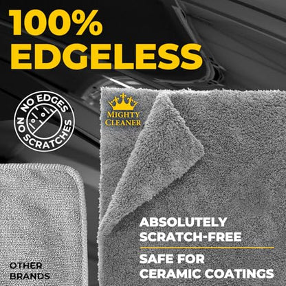 Edgeless Microfiber Car Towels – 6pk(12”x12”) – Soft & Scratch-Free Towels - color: Gray