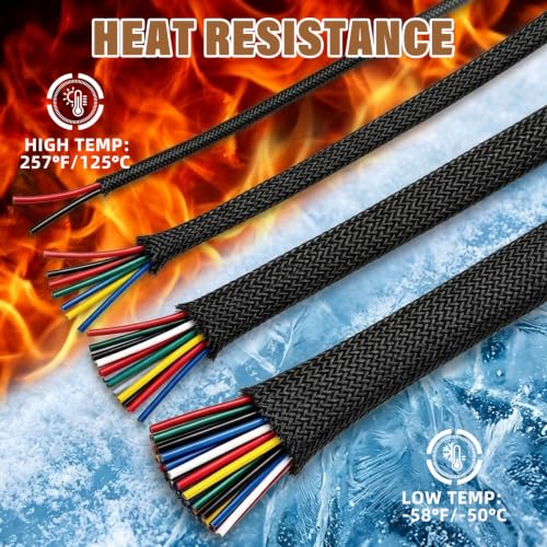 1/2''-39Ft Expandable Braided Cable Sleeve, PET Wire Loom for Home Device - color: Black, size: 1/2''-39ft