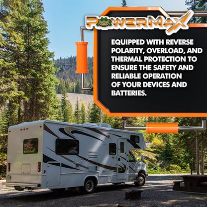 PowerMax PM4 45A RV Converter | 45 Amp 12V Power Converter with a Built-in 3-Stage Smart Battery Charger | AC to DC Power Supply | Lithium Compatible | Adjustable Output 13.5VDC - size: 45 Amp