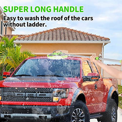 14Pcs Car Wash Kit, 62'' Car Wash Brush with Long Handle, Microfiber Scratch-Free Carwash Brush Mop Mitt Kit Car Car Washing Supplies Cleaning Kit for Cars RV SUV Truck Boat Green - color: Green-14pcs