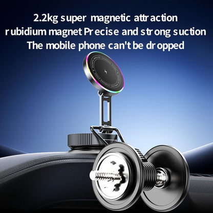 Magsafe Car Mount Charger, 15W Fast Wireless Charging with Intelligent Cooling, 120LBS Ultra Suction Vacuum Magnetic Phone Holder, 780 Adjustable Metal Arm for iPhone 17 16 Air Pro Max