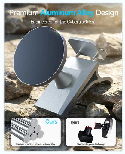 Phone Mount for Tesla Cybertruck The Ultimate Magnetic Phone Holder for Tesla Cybertruck Accessories | 360° Adjustable All-Metal Dash Mount with Strong Magnets Secure Clip-On Design Leaves No Residue - size: Cybertruck, Dashboard