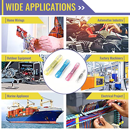 800PCS Blue Heat Shrink Butt Connectors AWG16-14, Plustool Marine Grade Electrical Wire Connectors, Tinned Red Copper 0.8mm, Insulated Waterproof Crimp Terminals Butt Splice for Cable,Boat,Wiring - color: Blue 800PCS