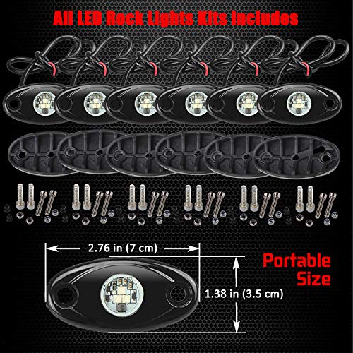 6 Pods LED Rock Lights, Ampper Waterproof LED Neon Underglow Light for Car Truck ATV UTV SUV Offroad Boat Underbody Glow Trail Rig Lamp (White) - color: White, size: 6 Pods