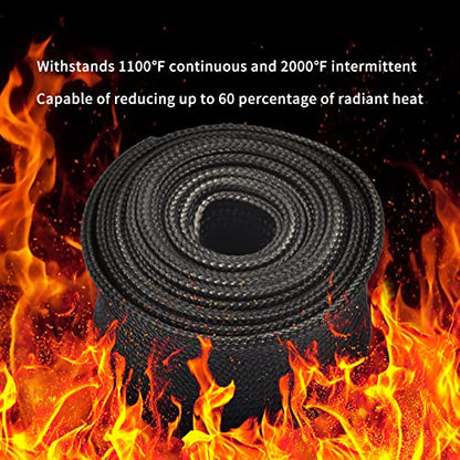 Black Fiberglass Heat Shield Sleeve 5 Feet x 1‘’ Inch - size: 1''X 5'