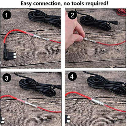 15ft Car Dash Cam Hardwire Kits,DC 5.5mm Head Charge Cable Tools w. Mini(ACS)/LP Mini(ACN)/ATO(ATC or ACU)/Micro2(ACZ) Fuse for NuCam WR & Galaxy Projector etc - size: DC 5.5mm