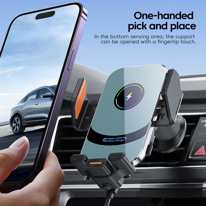 Super Wireless Car Charger Universal Windshield Auto Clamping Car Mount 15W/10W/7.5W/5W Fast Charging Car Phone Mount for iPhone 16 15 14 13 12 Pro Max 11 XS Samsung Galaxy S24 Ultra S23 S22 S21 S20