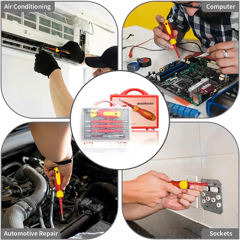 1000V Insulated Electrician Multitools Set, 5-in-1 Professional Electrician Screwdriver Set Insulation Handle S2 Steel Magnetic Phillips Slotted Torx Tips