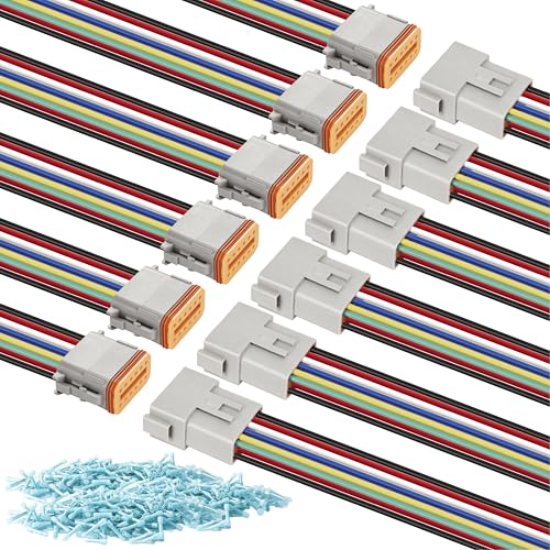 Deutsch DT 12 Pin Grey Male Female Wiring Harness Connector 6 Kits, 16 AWG - color: 6 Sets-Grey, size: 12Pin