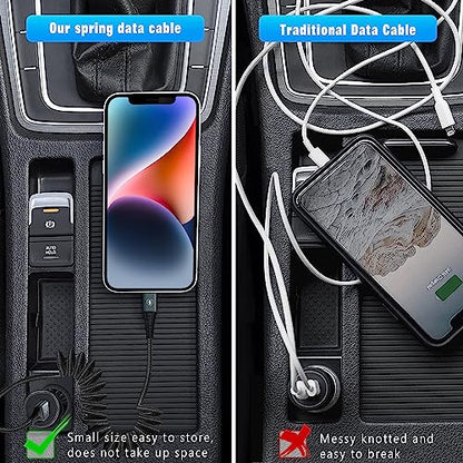 JUKEKUL Coiled Lightning Cable 3ft Nylon Braided, iPhone Charger Fast Charging for Car [Apple MFi Certified], Compatible with iPhone14/13/12/11 Pro Max/XS MAX/XR/XS/X/8/7/Plus/6S iPad/iPod-2Pack