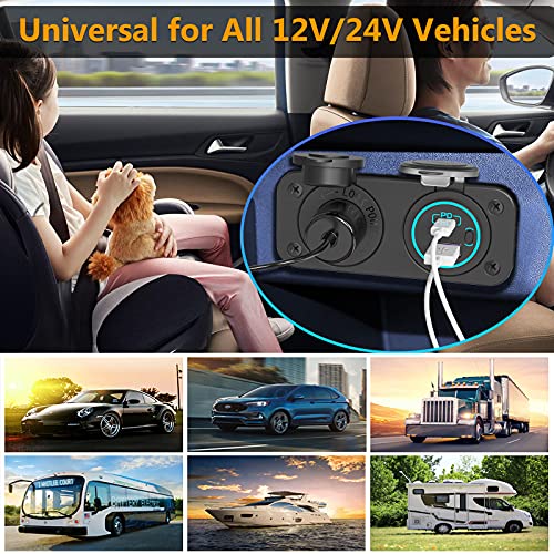 12V USB Outlet Marine Switch Panel Plug Quick Charge 3.0 & PD 3.0