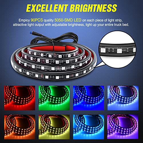 Nilight 3PCS 60 Inch RGB Truck Bed Light Strip 270 LED Neon Accent LED - color: RGB (Red, Green, Blue)