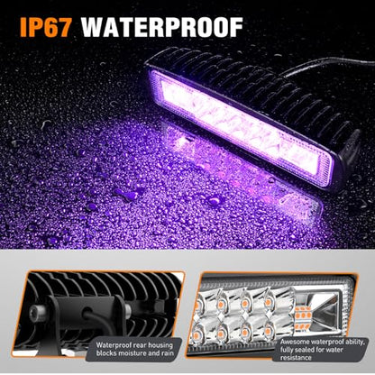 Nilight 2 PCS 6 Inch 60 W Purple LED Light Pods Spot Flood Combo Beam - color: 60W Led Pods 2Pcs Purple