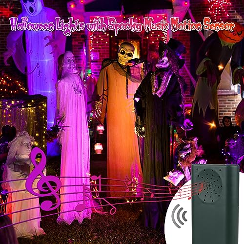 Tcamp Battery Operated Halloween Lights Motion Activated Sync with Music - color: Orange + Purple, size: 33ft 100LED