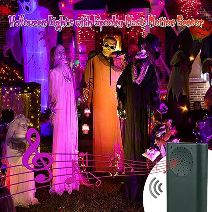 Tcamp Battery Operated Halloween Lights Motion Activated Sync with Music - color: Orange + Purple, size: 33ft 100LED