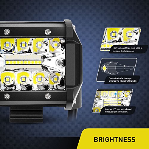 Nilight Led Light Pods 2PC 4Inch 60W Flood Spot Combo Triple Row Driving Lamp Roof Bumper Off Road LED Work Lights Pods for Van Camper Wagon Car Pickup Golf Cart ATV UTV SUV Truck Boat 4x4 - color: Led Pods