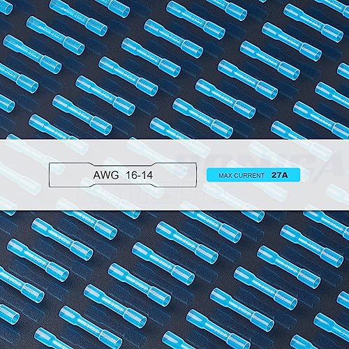 haisstronica 500PCS Blue Heat Shrink Butt Connectors 16-14 AWG - size: AWG16-14 Blue, style: 500pcs