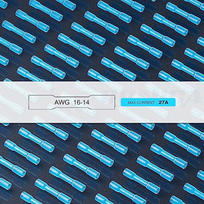 haisstronica 500PCS Blue Heat Shrink Butt Connectors 16-14 AWG - size: AWG16-14 Blue, style: 500pcs