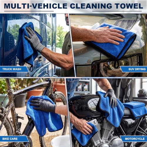 Nuenen 20 Pcs Microfiber Car Drying Towels 800 GSM Thick Plush, Blue - color: Blue
