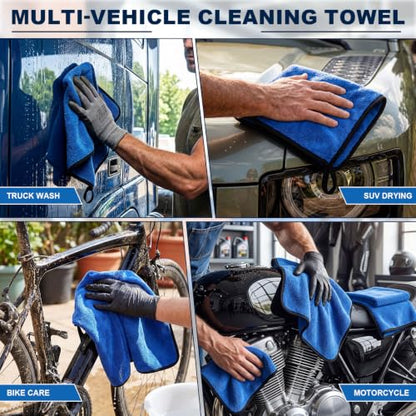 Nuenen 20 Pcs Microfiber Car Drying Towels 800 GSM Thick Plush, Blue - color: Blue