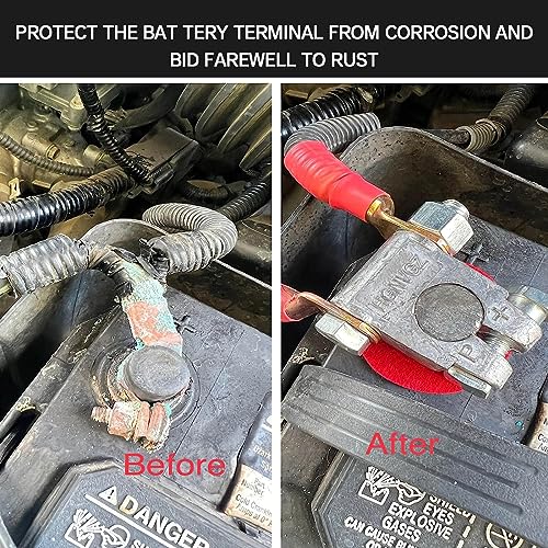 Battery Terminal Connectors, Military Spec Positive Negative Heavy Duty Auto Car Marine Battery Terminal,with 4 Pcs 2 Gauge 3/8" Copper Lugs,4 Heatshrink,2 Cover and Anti Corrosion Washers (cover) - size: Terminal Package - Cover