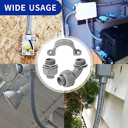 (1" Conduit Parts 30 Pack) Yariwiz 1 Inch PVC Electrical Conduit Fitting Plastic Liquid Tight Conduit Connector Kit, 10 Pack of Conduit 90 Degree Elbows and 10 Pack of Conduit Straps - style: 1" Part Kit-30 Pack